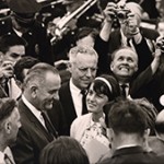 President Lyndon Johnson among crowd